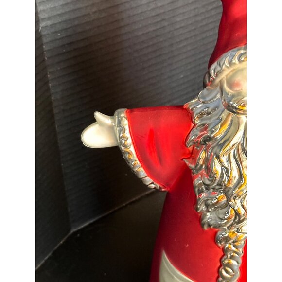 Red Silver Tabletop Santa Claus Arms Out Vtg READ - Picture 3 of 16